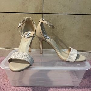 Dune London Nude Textured Strap Heels